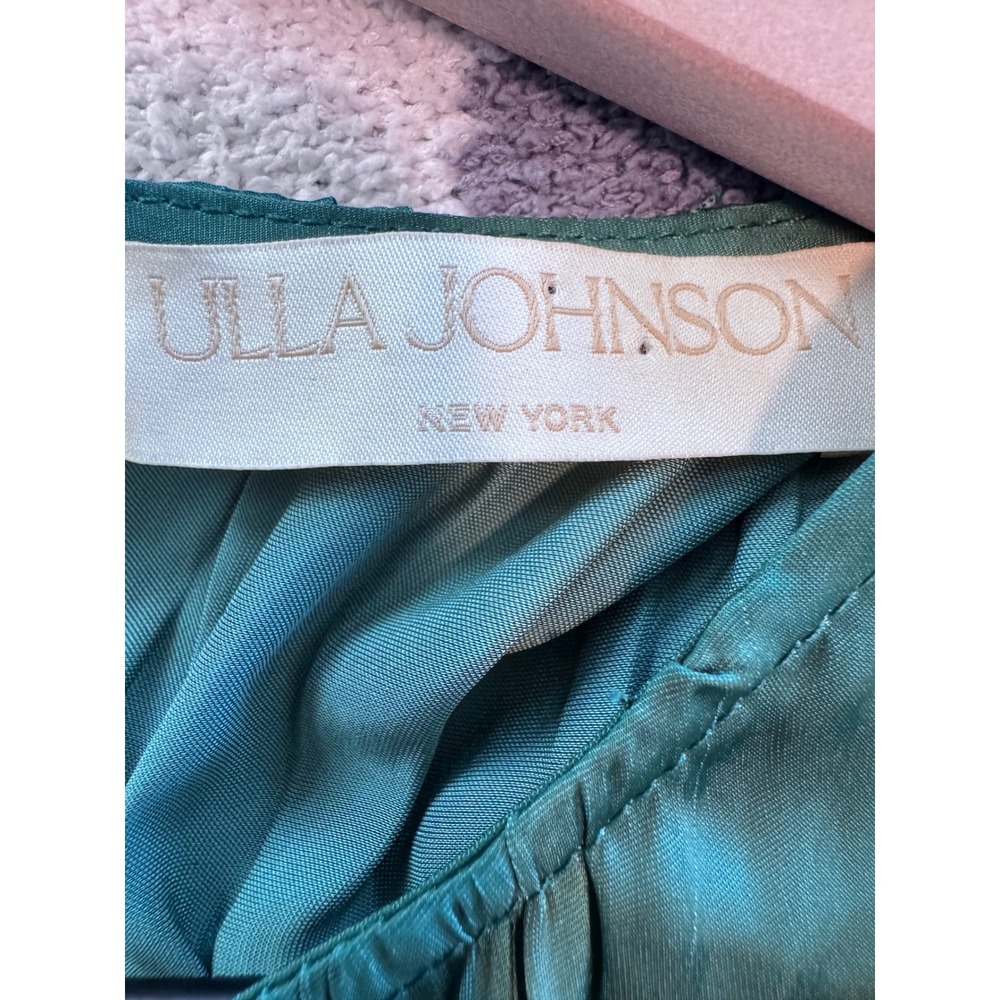 Ulla Johnson Delia Gown Jadeite Green Pleated Satin Maxi Dress Sleeveless Gown - Picture 9 of 10